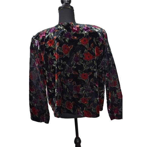 Black w/ Multi-Floral Pattern Jacket. Sz 14/16 - Picture 3 of 3